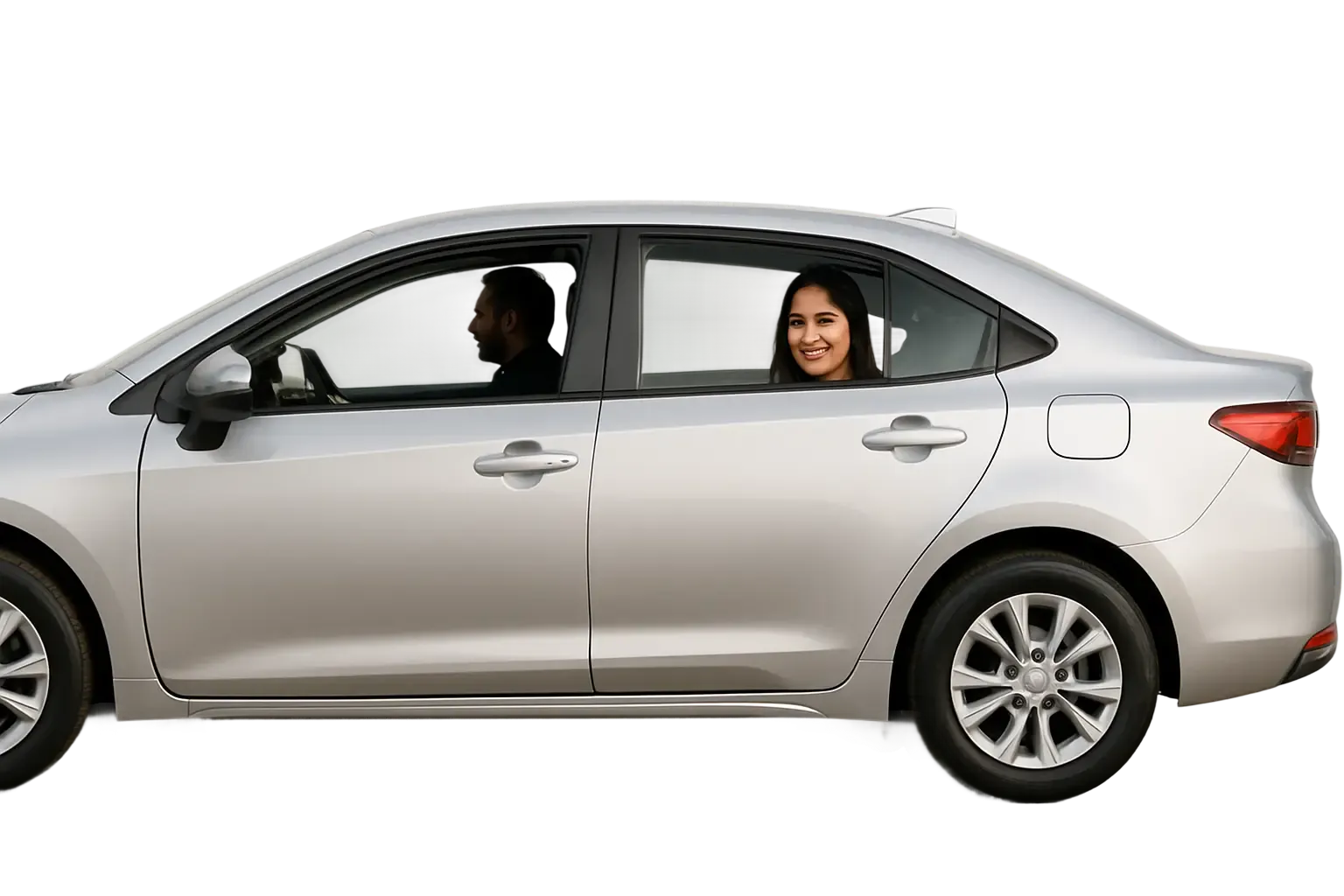 Man driving a modern rental car